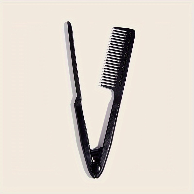 1 peine de pelo liso en forma de V, alisador de pelo DIY, herramientas de belleza y cabello, peine de peluquería de salón: Negro
