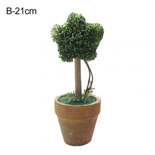 1Pc Heart Star Round Potted Artificial Plant Bonsai Small Tree Pot Plants Bonsai Plant Ornament Home Garden Wedding Party Decor: B Green