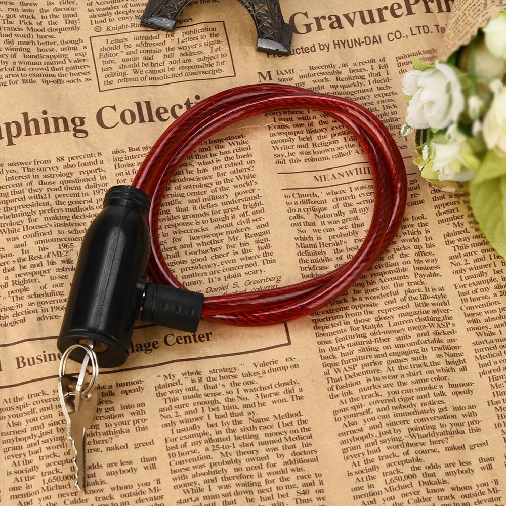 1 pc Cycling 8x640mm Cable Anti-Theft Bike Bicycle Scooter Safety Lock With 2 Keys Steel Wire durable to use fitness bicycle 15