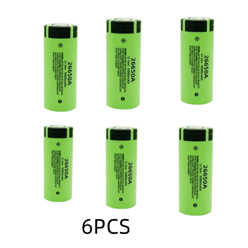 Original hochwertiger 26650-Akku 5000 mAh 3,7 V 50 A Lithium-Ionen-Akku für 26650 A LED-Taschenlampe + Ladegerät: Beige