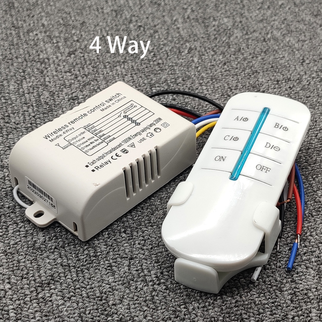 220V 1/2/3/4 Way ON/OFF wireless digital remote control manual remote control switch wireless control switch with Bracket: Dark Blue