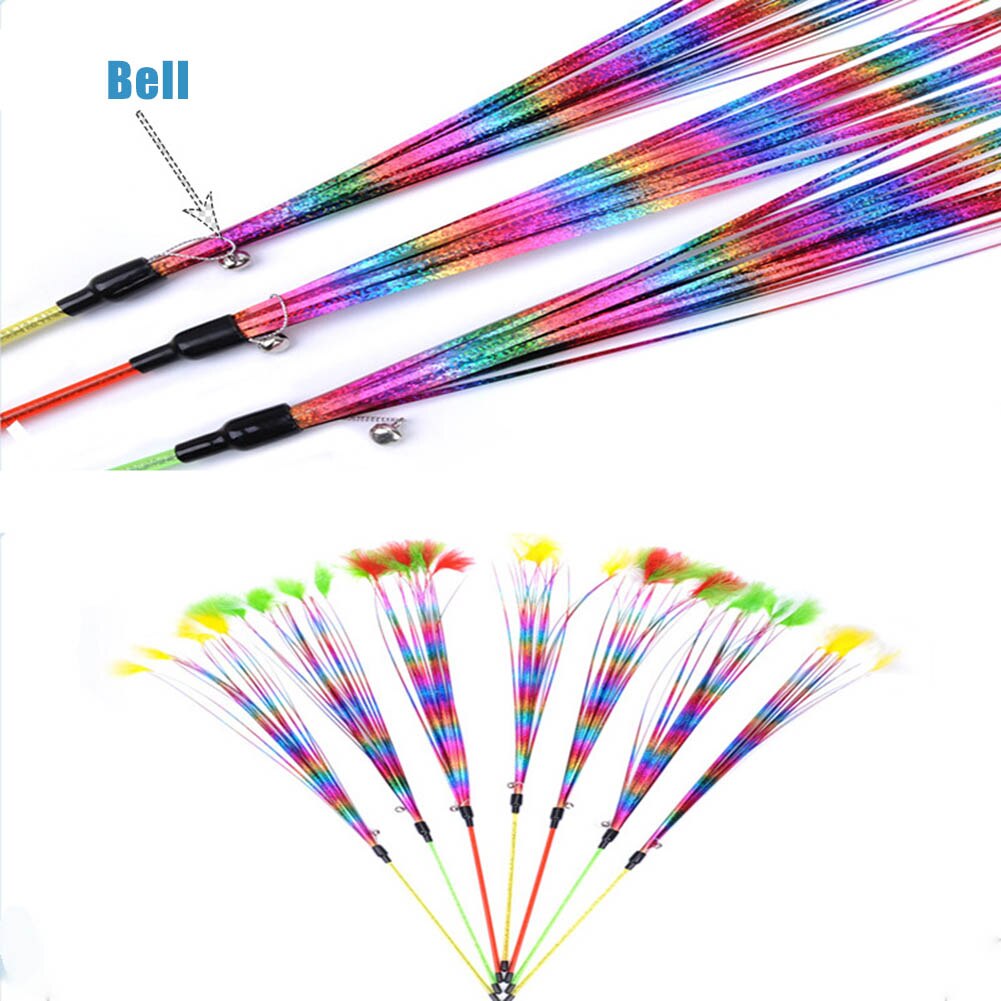 Juguete de plumas para gatos, para gatos juguetes con varita, juguetes con cascabel Catcher Teaser, ejercicio divertido para gatito BDF99