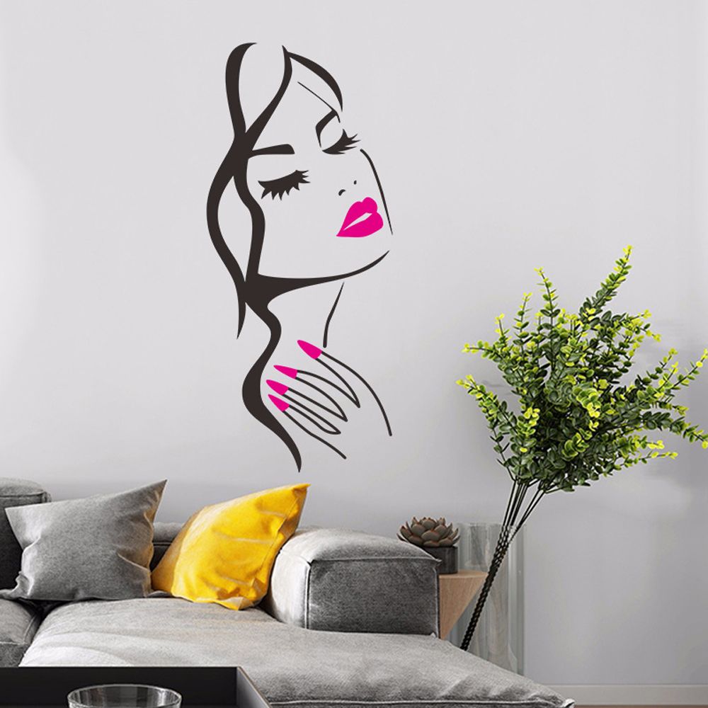 Schoonheidssalon Muurstickers Hand Manicure Nail Salon Mooie Meisje Gezicht Muurtattoo Art Posters Woonkamer Home Decoratie