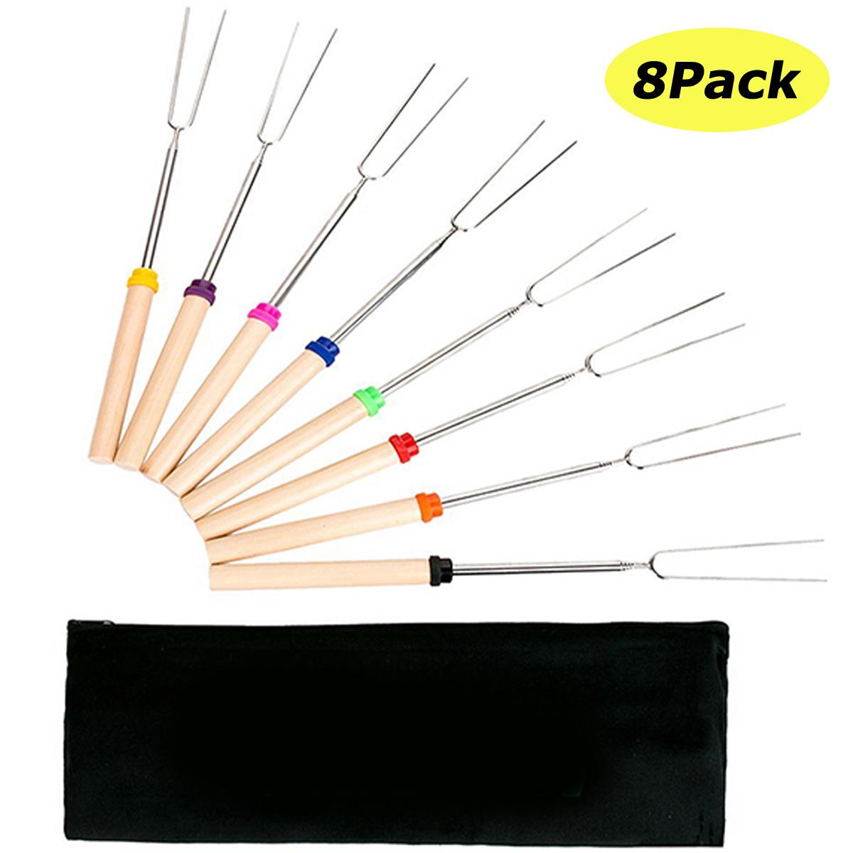 8 stück 32-Zoll Bunte Teleskop Rösten Mäusespeck Grill Spieße BBQ Stock Gabel BBQ Werkzeuge