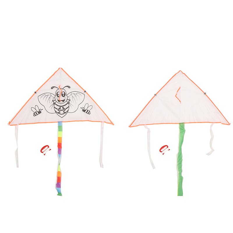 Cometas Grafiti de manualidades de nailon para exteriores para niños, cometa triangular en blanco, se puede pintar, juguetes voladores con líneas de 30m
