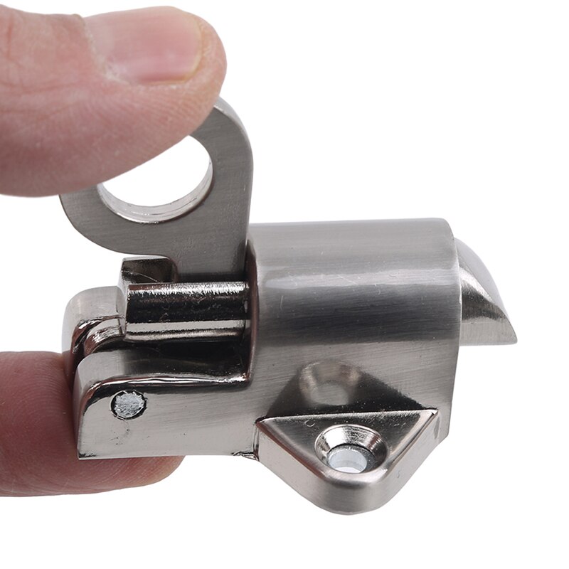 Zinc Alloy Door Bolt Latch Lock Security Pull Ring Window Gate Spring Bounce Door Bolt Safty Gate Latch w/ Screw Silver
