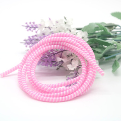 1.5M Solid Colorful TPU Spiral USB Charger Cable Cord Protector Wrap Cable Winder For iPhone Android USB Earphone Cover