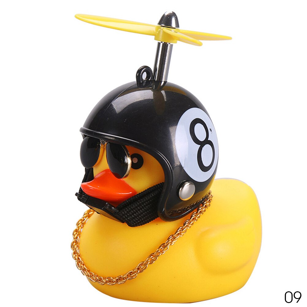 Populaire Kleine Gele Eend Auto Ornamenten Grappige Zonnebril Wind-Breaking Eend Met Propellor Helm Motor Paardrijden Fietsen Decoratie: Black 8