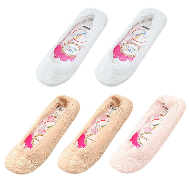 5 Pairs Vrouwen Kant Onzichtbare Sokken Siliconen Antislip Katoen Mode Sokjes Slippers Vrouwelijke Zomer Dunne No Show boot Sokken: 15