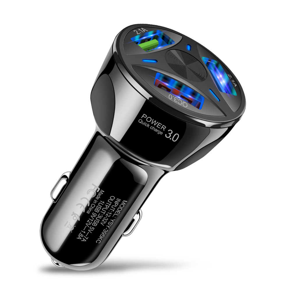 Auto USB Ladegerät Schnell Ladung 3,0 2,0 praktisch Ladegerät 3 Hafen USB Schnelle Auto Ladegerät für iPhone X Samsung s8 Tablette Auto-Ladegerät: Schwarz