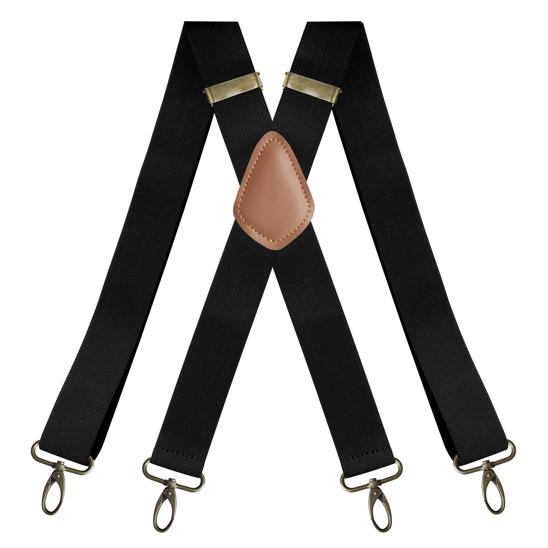 Bretelles Vintage pour hommes, robustes, grandes et hautes, 3.5cm, en forme de X, 4 mousquetons, bretelles élastiques réglables pour pantalons, fête de mariage: Black