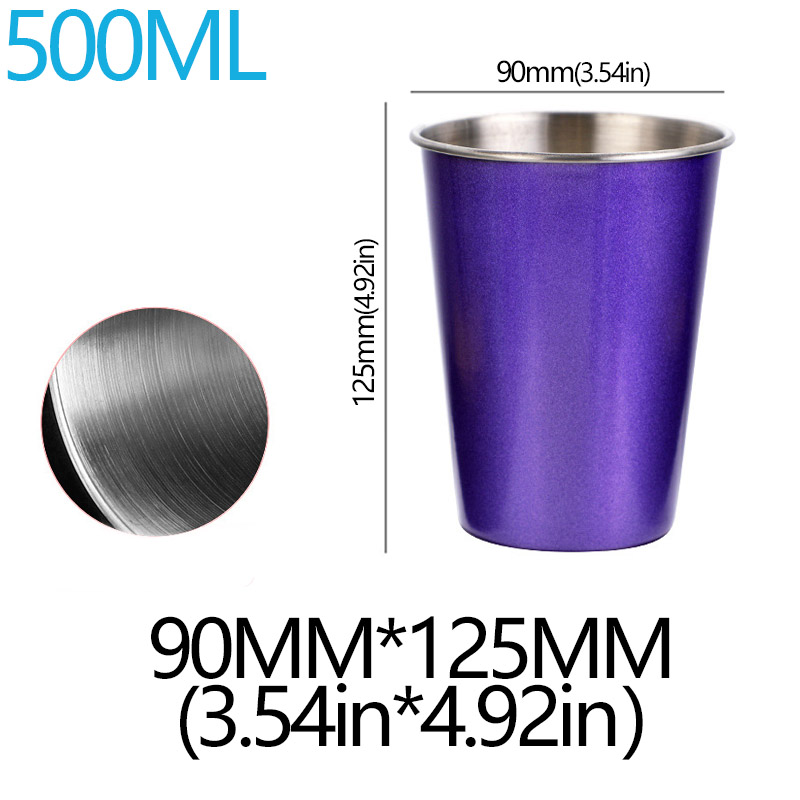 350/500ml Stainless Steel Cups Household Office Bar Kitchen Drinks Coffee Tumbler Tea Drinking Beer Mug Metal Travel Drink Cup: Clear