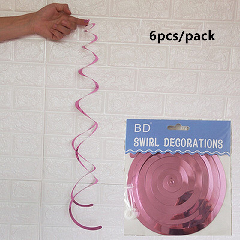 Lote de 6 unidades de guirnaldas de decoración en espiral de techo, feliz decoración para de primer cumpleaños, Bandera de Navidad para niños, niños y niñas: pink