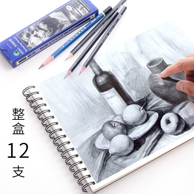6/3 pcs Drawing Charcoal Pencil Painting 2H-8B 10B 12B Lead Level Honed 14B for Beginners Soft Neutral Hard