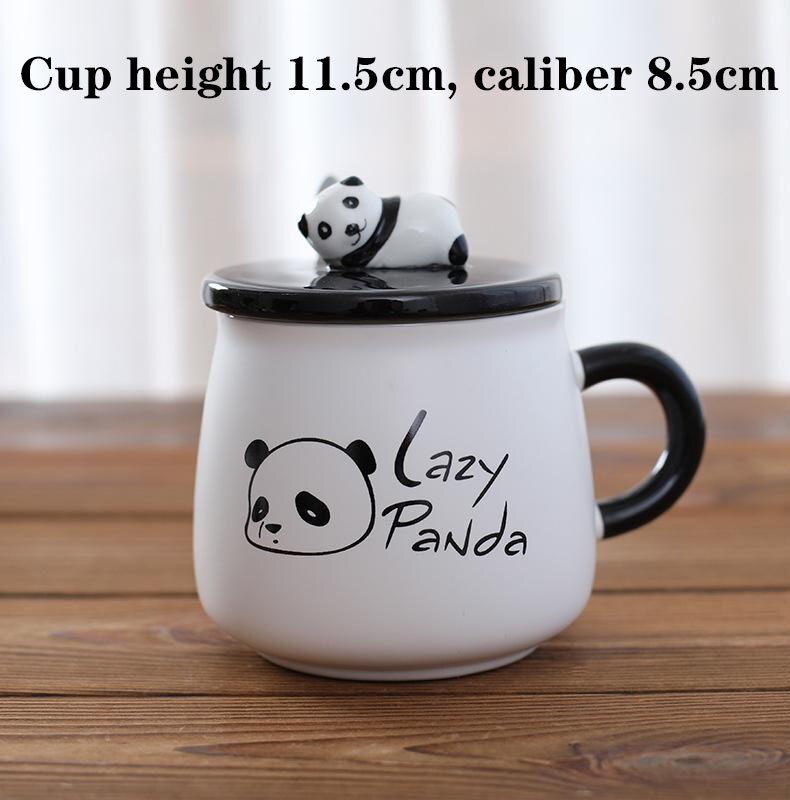 Criativo bonito panda caneca de cerâmica com tampa resistência de alta temperatura durável leite copo de café nós beber copos de água suprimentos para casa: A