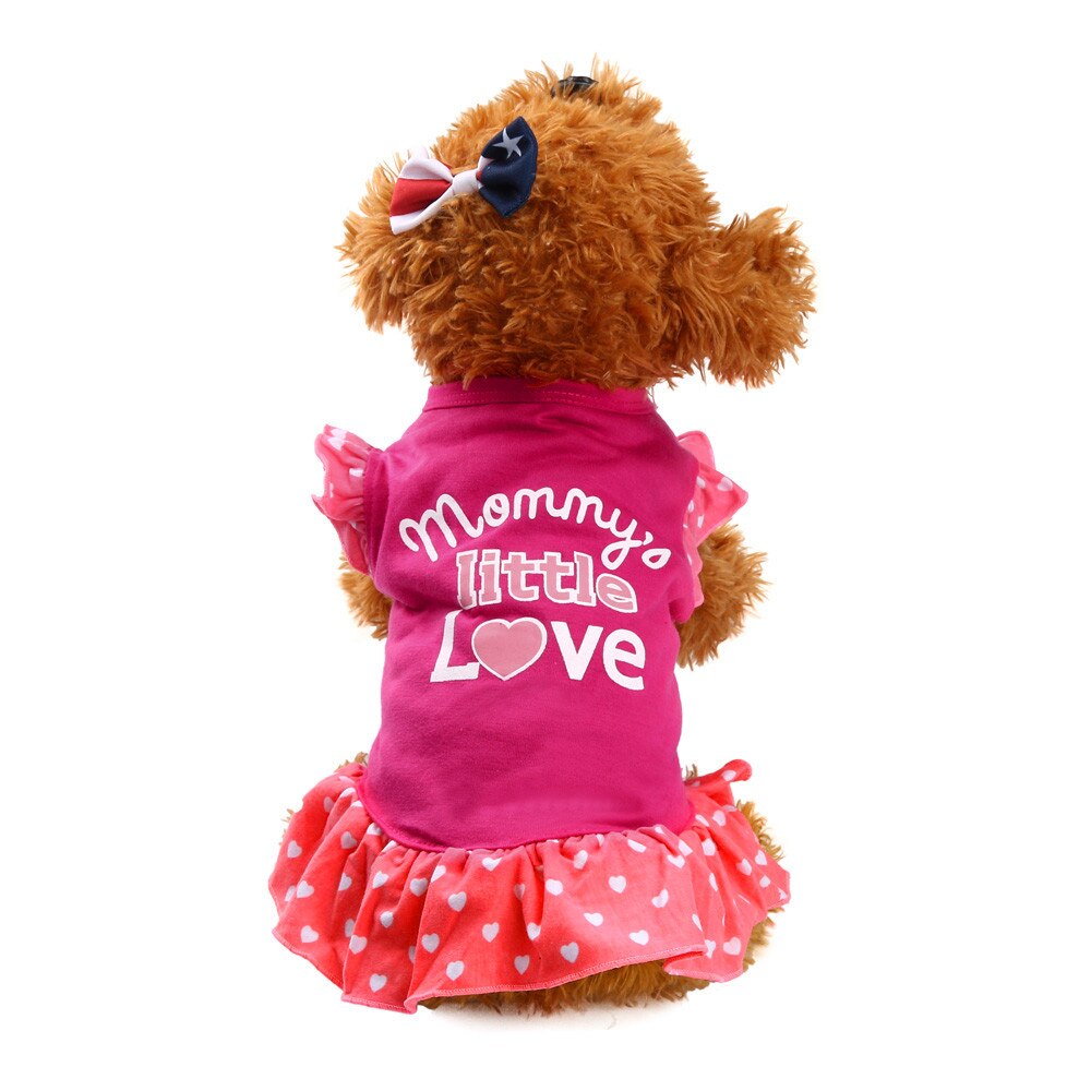 Verão bonito filhote de cachorro pequeno cão gato animal de estimação vestido vestuário roupas manga mosca vestido bonito filhote de cachorro pequeno cão gato vestido de animal de estimação vestuário 15: Hot Pink / L