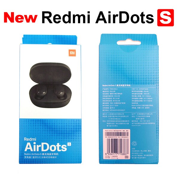 Original Xiaomi Redmi Airdots S Bluetooth Kopfhörer TWS kabellos Headset Mic Freihändiger Ohrhörer AI Kontrolle Lärm Reduktion: Redmi airdots S