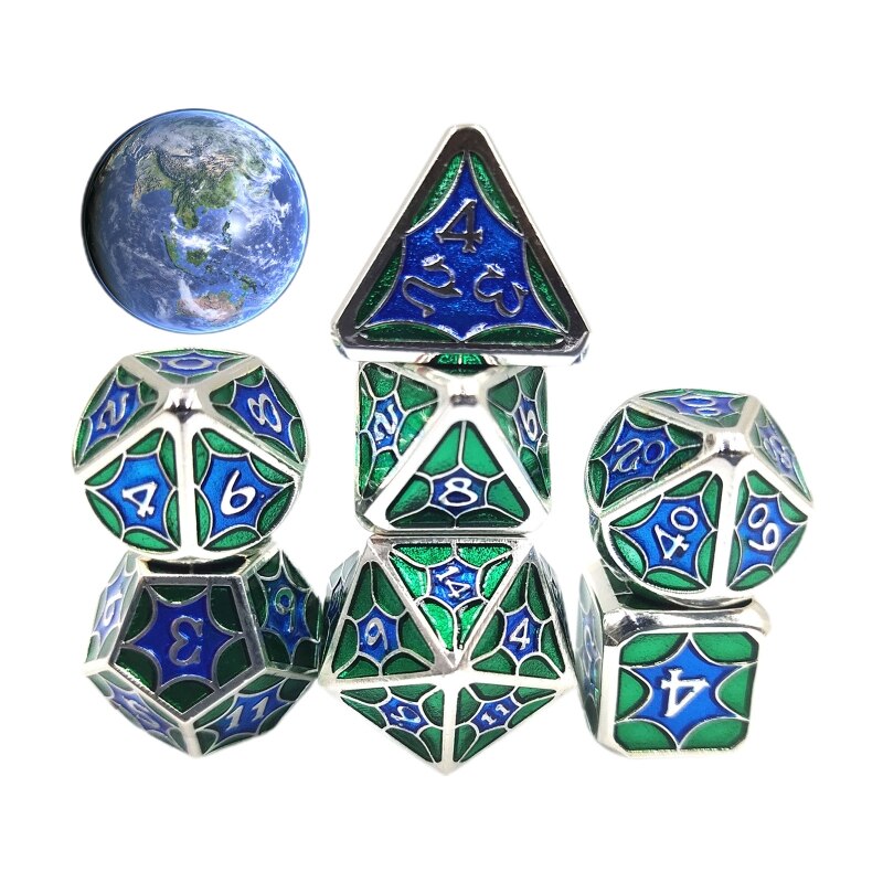 7 st / set legerat metall polyhedral tärningar  d20 d12 d10 d8 d6 d4 för dnd rpg mtg tabl  m68d