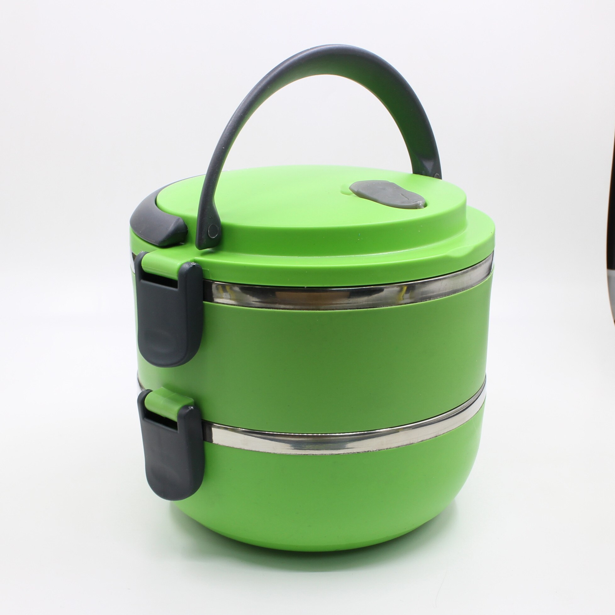 Rvs lunchbox milieuvriendelijke plastic thermische voedselcontainer draagbare lunchbox voor kinderen kantoor school bento lunchbox: Groen 2 laags
