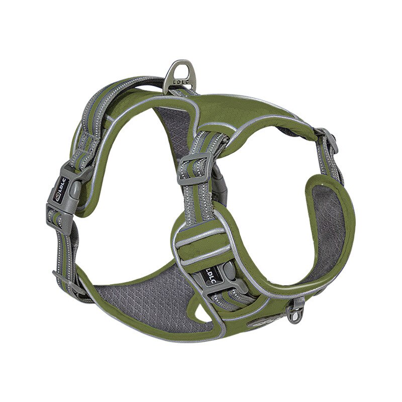Nylon Pet Chest Harness for Large Dogs Vest with Carry Handle Reflective No Pull Fit German Shepherd Bulldog Collar Accessories: Army Green / XL