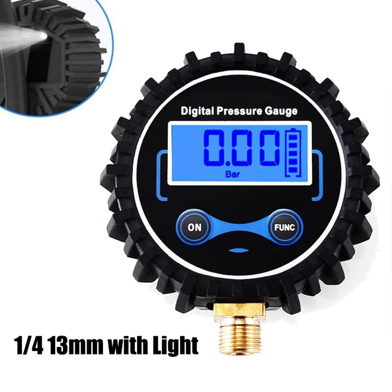 Lcd digital dæktryksmåler bil auto motorcykel dæk luft psi meter 1/8 " npt ester til bil lastbil motorcykel: B1