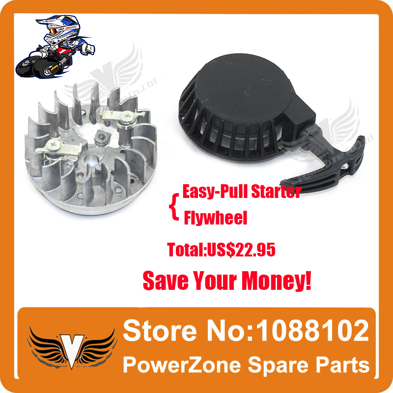 Aluminium dragstart med svänghjul lätt att dra passform 47cc 49cc 2 stoke mini smutsficka pit bike moto atv quad