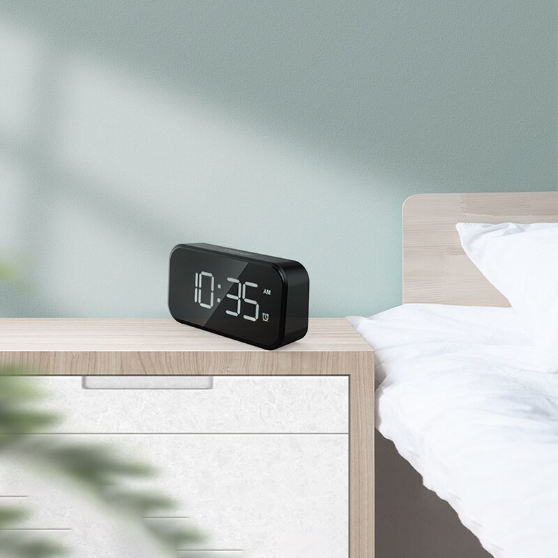 Rechargable Digital Alarm Clock Mirror LED Night Lights Wall Clock Lamp Square Rectangle Multi-function Desk Clocks 1PC
