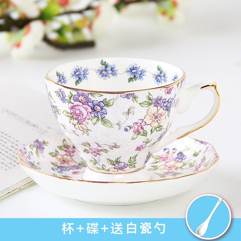 British Flower Pattern Afternoon Tea Cup Set Luxury Bone China Coffee Cup Europe Porcelain Ceramic Mug Cafe Party Drinkware: 16
