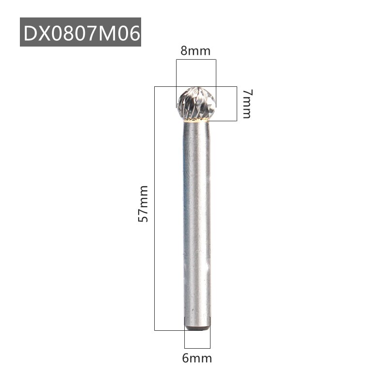 Yg8 legeret roterende fil 1pc dx type dobbelt slot wolfram stål træskærere slibehoved hårdmetal fræsning til kobber: Dx0807 m 06