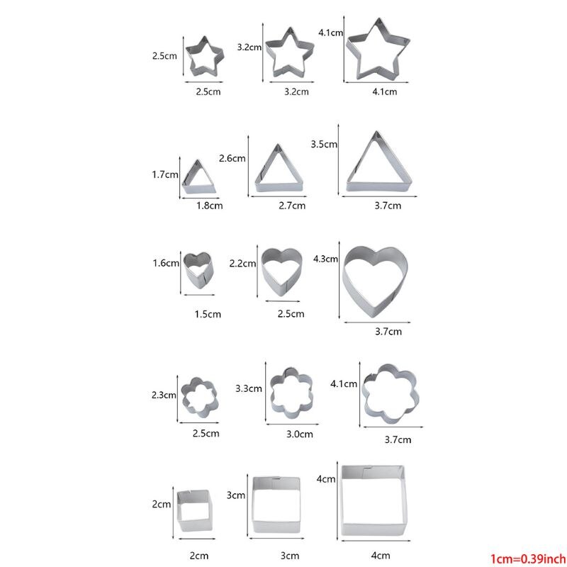24 stk mini cookie cutter former sæt forme til at skære wienerbrøddej, tærskorpefrugt, blomst, hjerte, stjerne, geometriske former skåret f