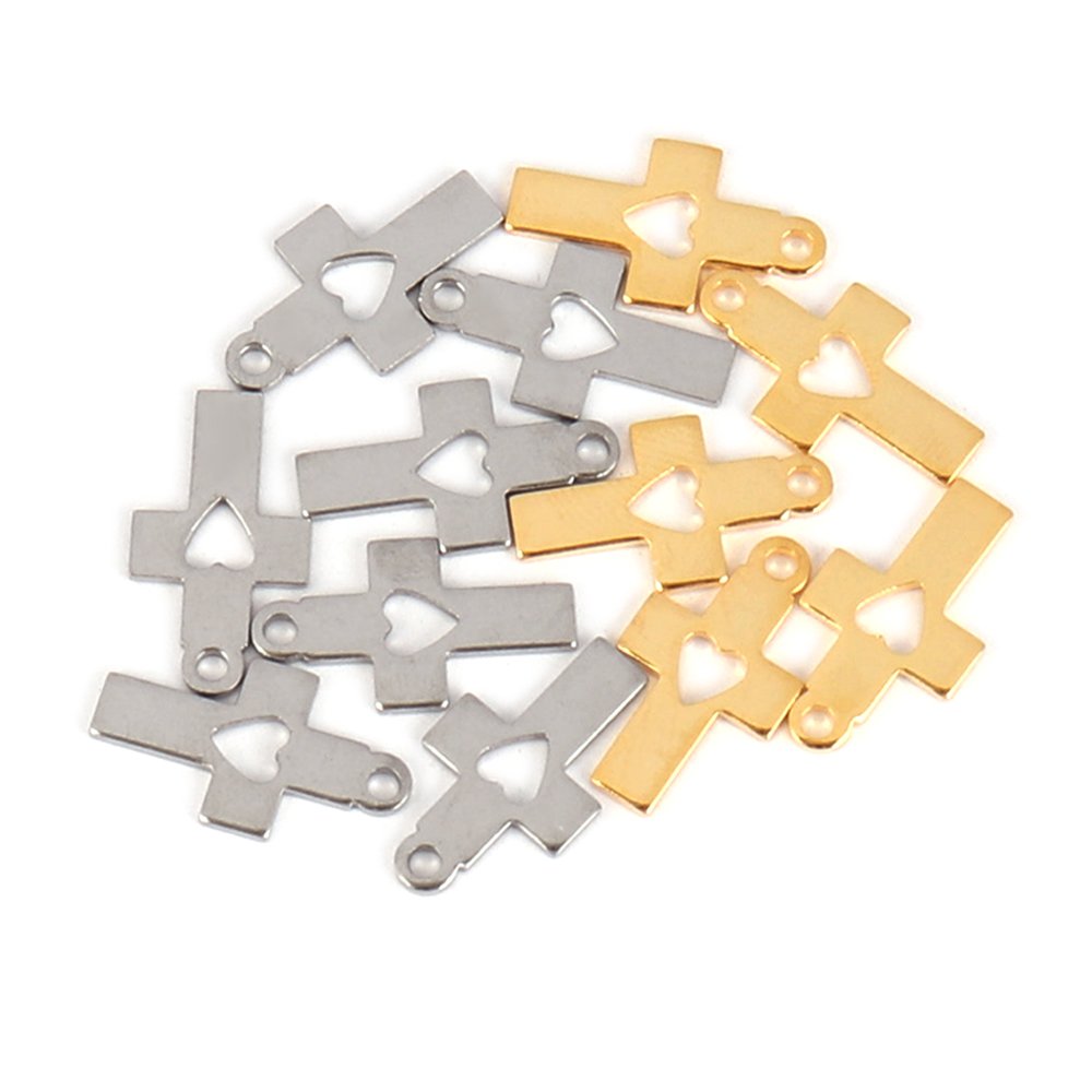 30pcs/lot Stainless Steel Cross Charms DIY Cross Pendants Religious Faith Charms For Jewelry Making bracelet necklace earrings