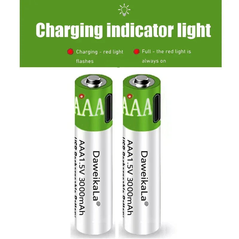Usb Oplaadbare Lithium-Ion Batterij Met Een Snelle Oplaadcapaciteit Van 3000Mah, 1.5Vaaa Lithium-Ion Batterij, En Voor Speelgoed Toetsenbord