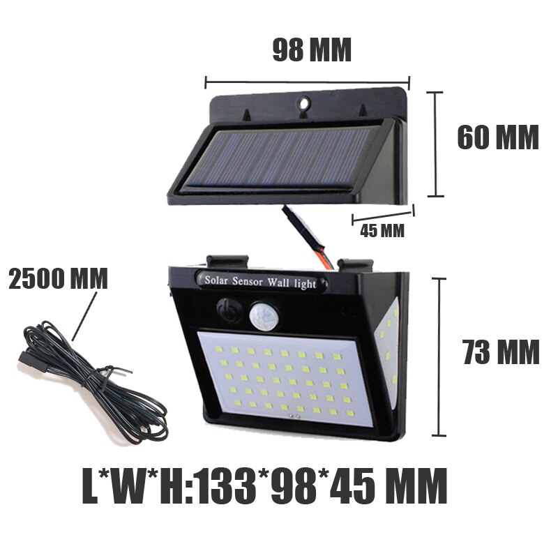 Luz Solar LED de 3 lados para exteriores, lámpara de luz para exteriores, iluminación exterior, Sensor de movimiento PIR, 3 modos