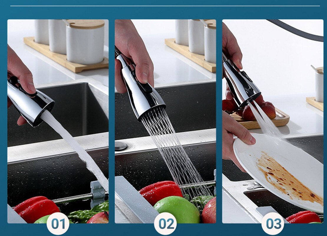 Universal Pressurized Faucet Sprayer Anti-splash 360 Degree Rotating Water Tap Three Stall Water Saving Faucet Nozzle Adapter