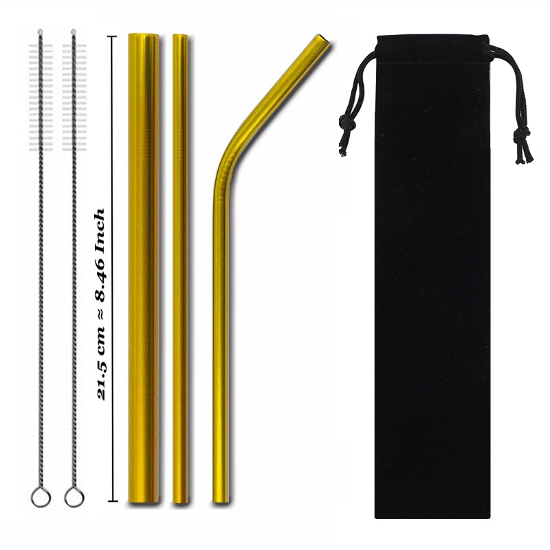 Paille métallique réutilisable colorée de , en acier inoxydable 304 avec brosse de nettoyage pour tasses 20/30oz,: Set 10