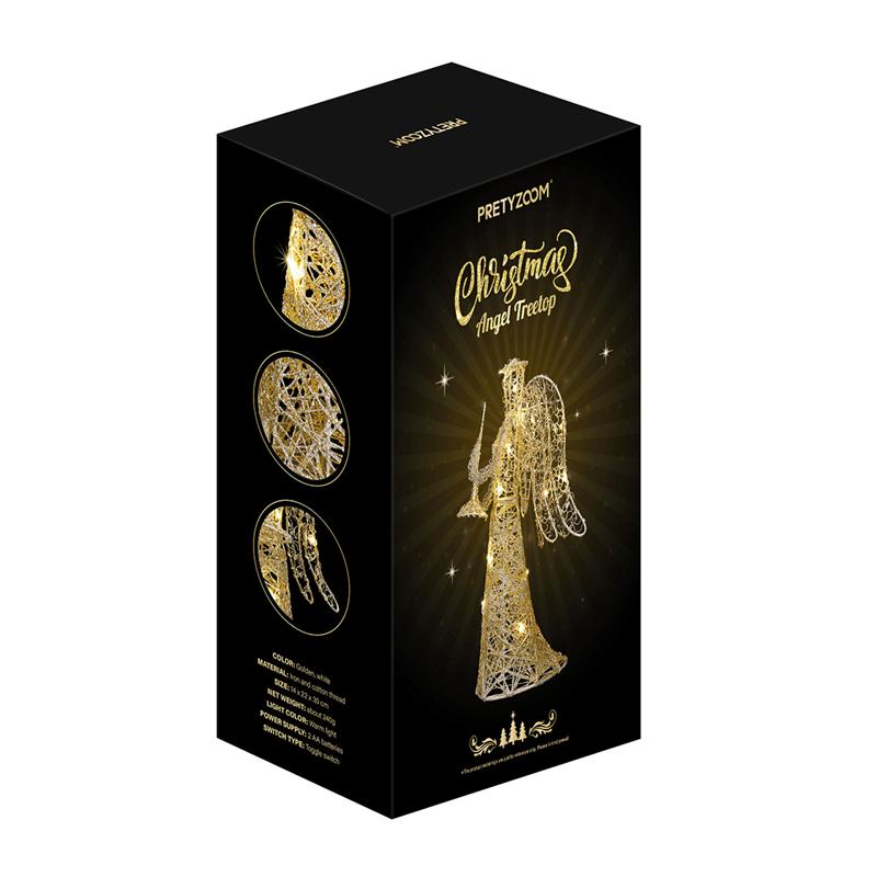 LED Christmas Angel Treetop Golden Christmas Tree Topper Battery Powered Charming Angel Tree Topper Christmas Tree Top Ornament