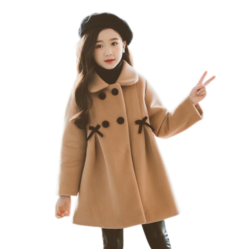 Cappotto invernale per ragazze giacca di lana spessa per ragazze moda solido capispalla per bambini autunno inghilterra abiti per adolescenti per ragazze scuola: cachi / 6