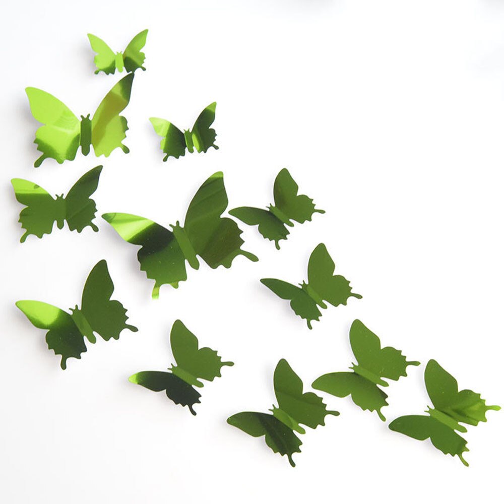 Pegatinas de pared plateadas con mariposas para decoración del hogar, dormitorio, decoración para sala de estar, arte 3D, 12 Uds.: GN