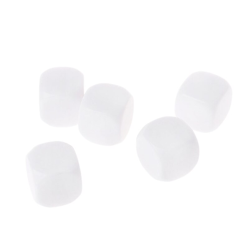 5 pcs 20mm Dice Dados Em Branco Acrílico Branco Kid Toy DIY Pintura Escrita Graffiti Família Jogos Acessórios