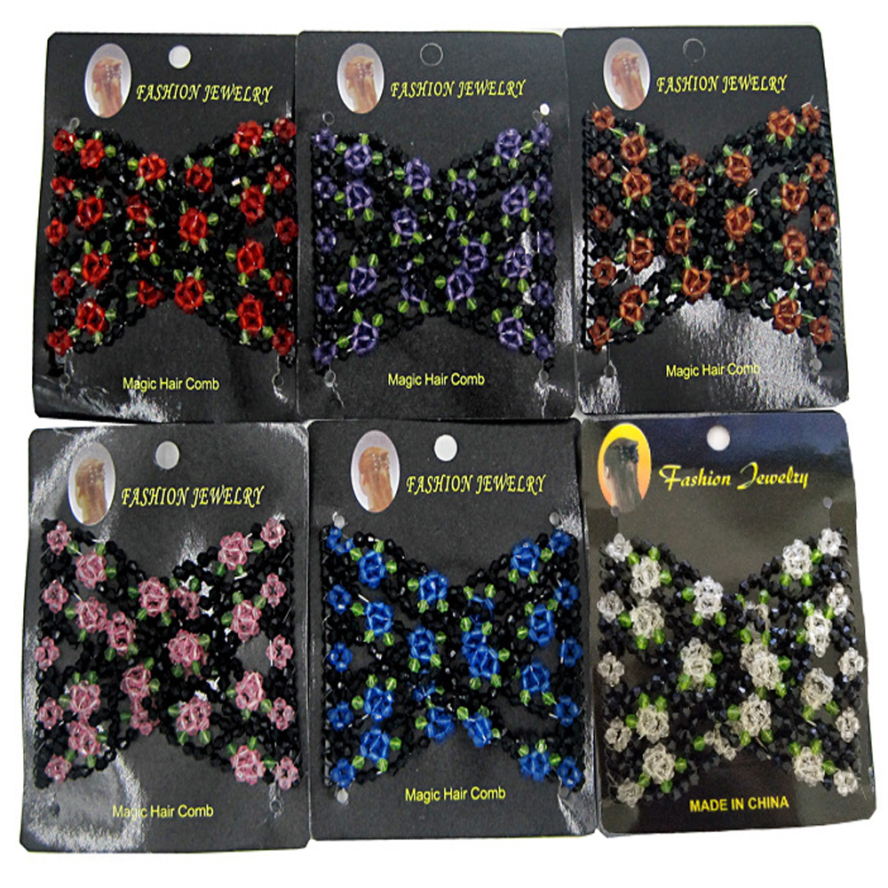 Peigne magique rétro à perles pour femmes, peigne coulissant en métal élastique, accessoires pour cheveux floraux, outil de coiffure, épingle à cheveux pour femmes