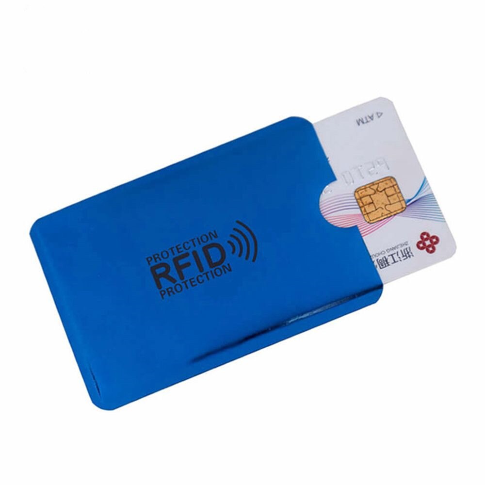 5 uds. Lector de bloqueo de cartera de aluminio anti RFID NFC Lock tarjetero para tarjetas bancarias Id Bank Card Case Protection Metal titular de la tarjeta de crédito: Azul