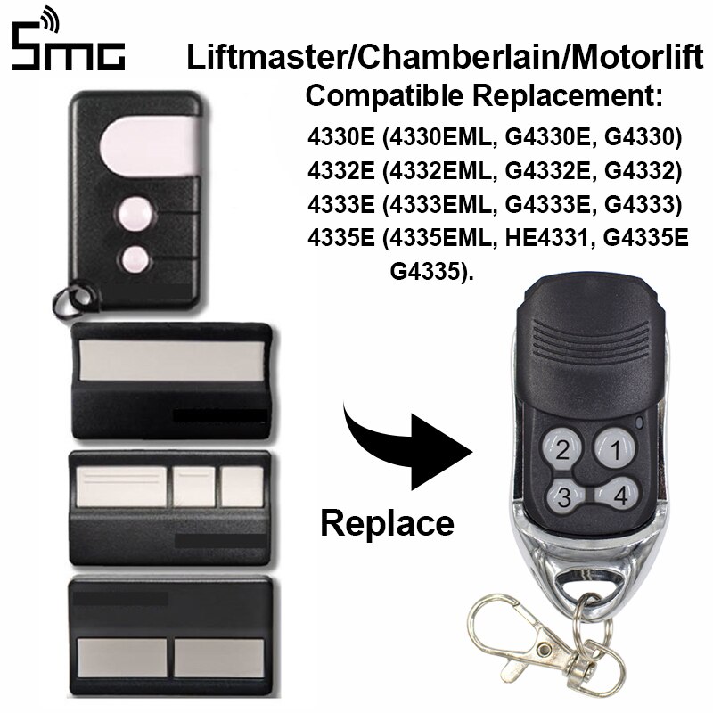 Kammerherre liftmaster 94335e 84335e 1 a 5639-7 4335e 4330e 433.92 mhz rullende kode fjernbetjening udskiftning