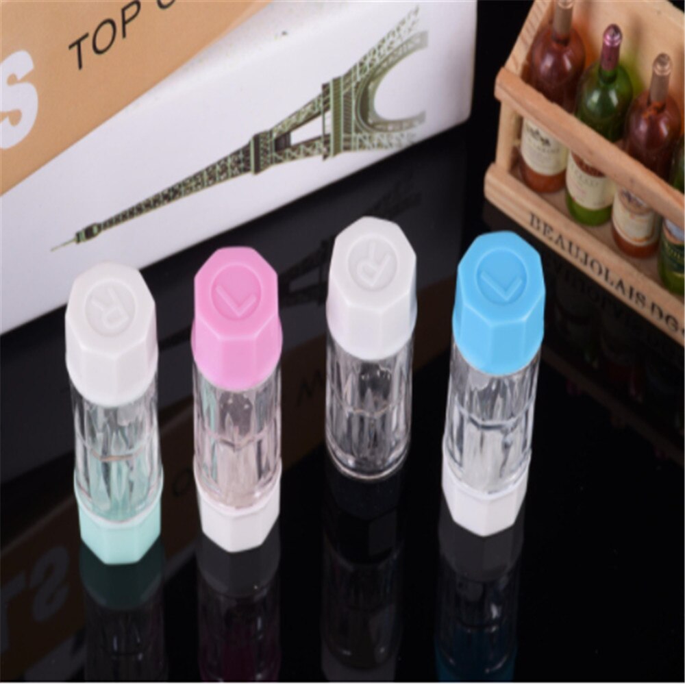 Mini diamant formet rgp hård kontakt linse beholder holder flaske tube briller etui beskytter boks rejse briller holder øje værktøj