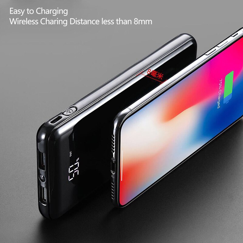 10000mAh Draagbare Qi Draadloze Power Bank Externe Batterij Telefoon PowerBank Voor iPhone Samsung Huawei Xiaomi Qi Draadloze Poverbank