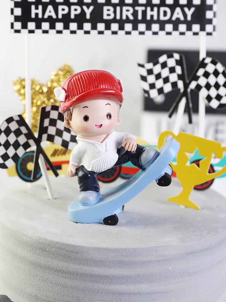 Nydelig skateboard scooter barn sykkel kid bursdagskake dekorasjon kake topper dekor fest supliy gutt søt baking nydelig