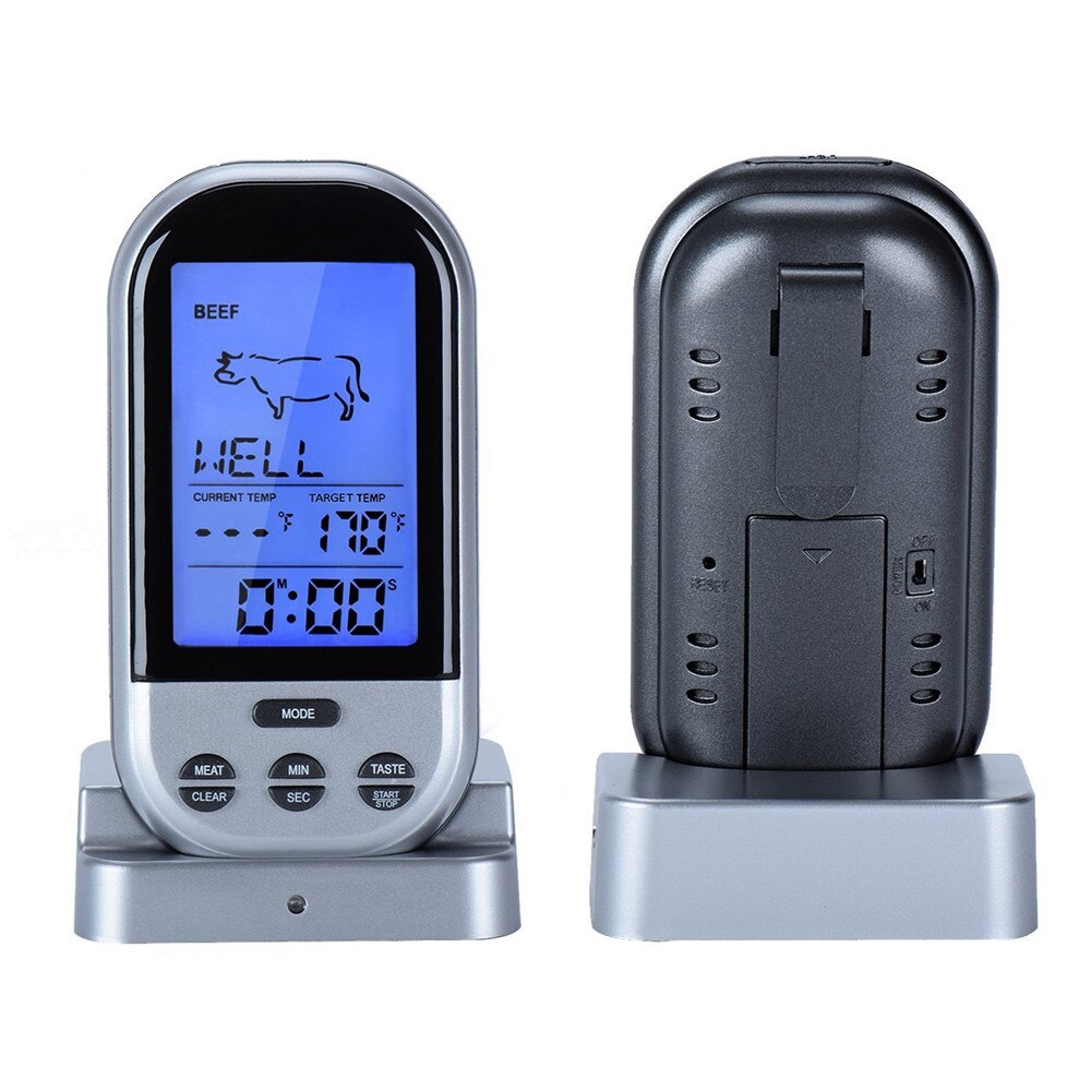 Wireless Remote Oven And Grill Meat Steak Cooking Remote Kitchen Thermometer And Timer With Probe Digital BBQ Thermometer Timer