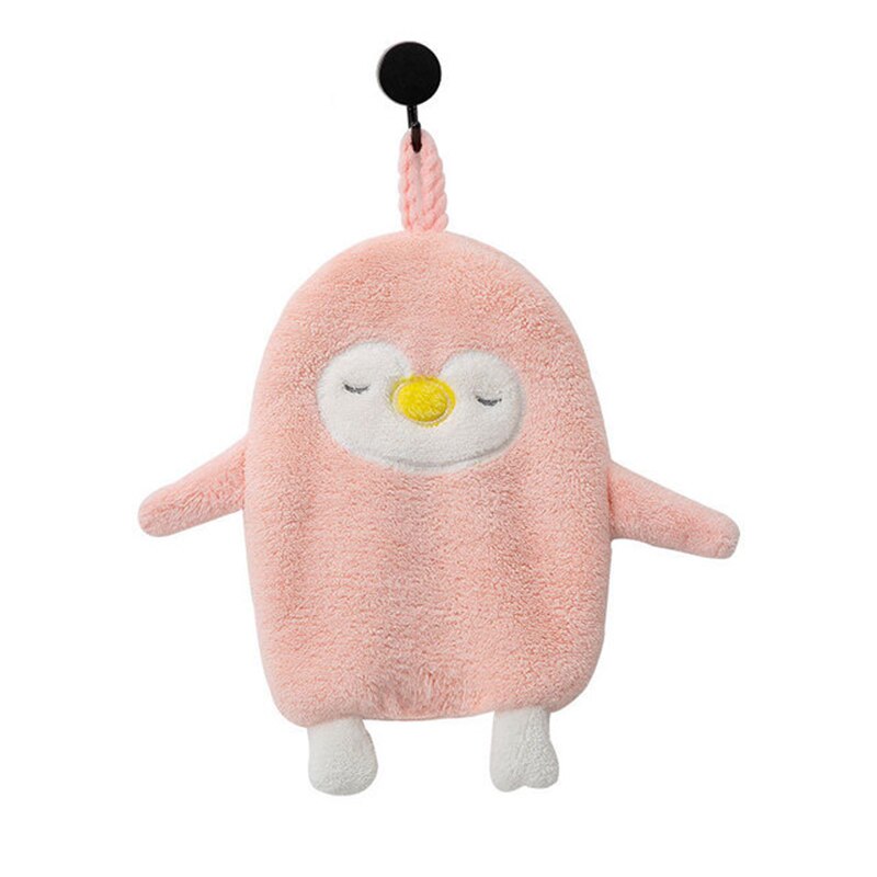 Serviette de bain pingouin en microfibre Super absorbante, petite serviette doux, corail, chiffon de cuisine, Type suspendu, pour enfants: Rose