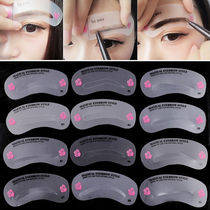 24 Pcs Reusable Eyebrow Stencil Set Eye Brow DIY Drawing Guide Shaping Grooming Template Card Easy Makeup Beauty Kit wyt77
