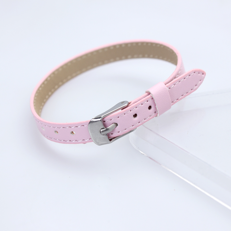 Nueva pulsera de cuero PU de 8mm para dijes deslizantes, pulsera con letras, Collar para mascotas, accesorios DIY, fabricación de joyas para mujer: Plata