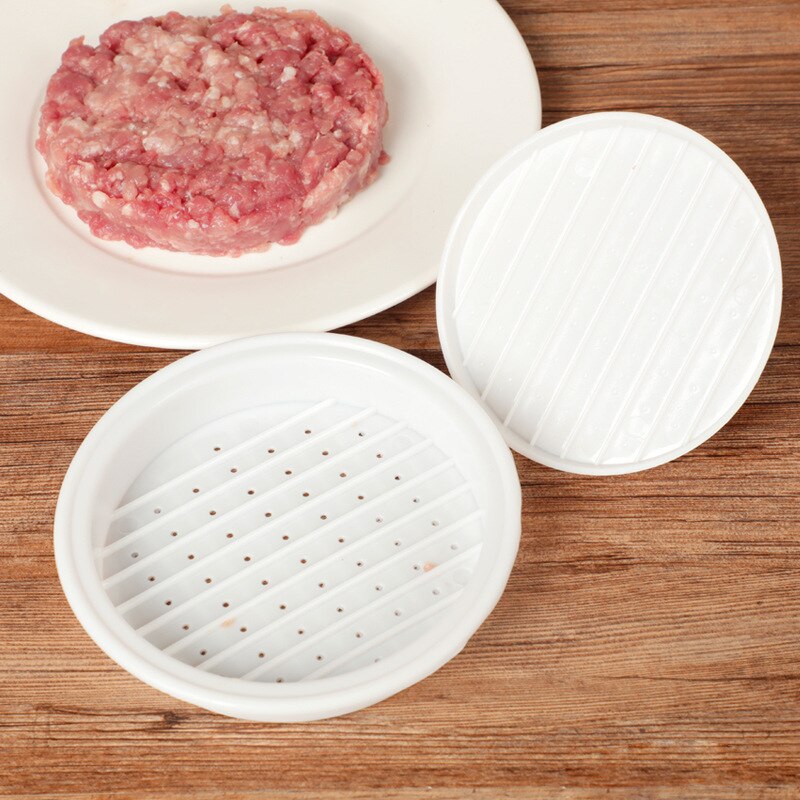 Gör-det-själv rund form hamburgerpress livsmedelsklassad plast hamburgare kött nötkött grill hamburgare press biffmaskin form form köksredskap